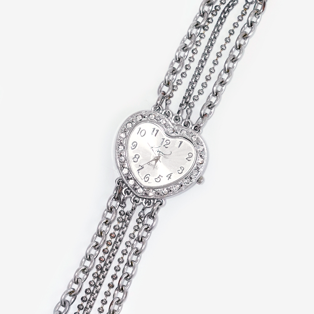 [B품] Big size silver heart watch