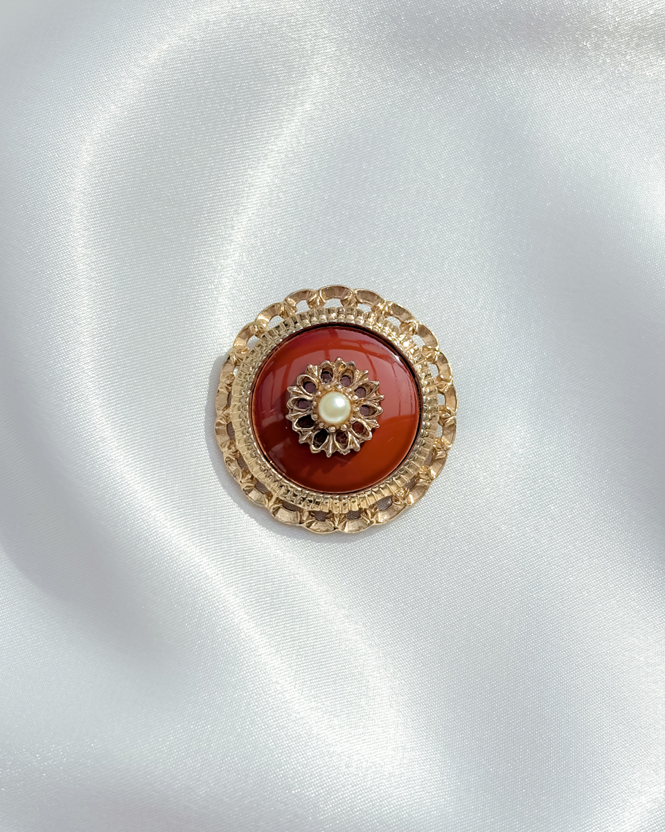 [Sarah Coventry] 코랄 레드 버튼 브로치