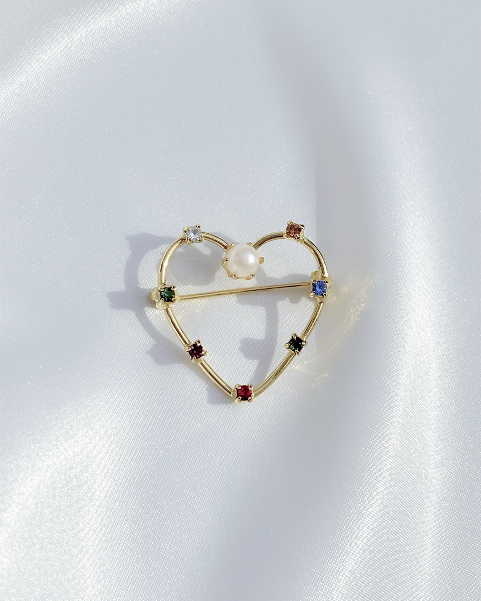 컬러풀 하트 브로치