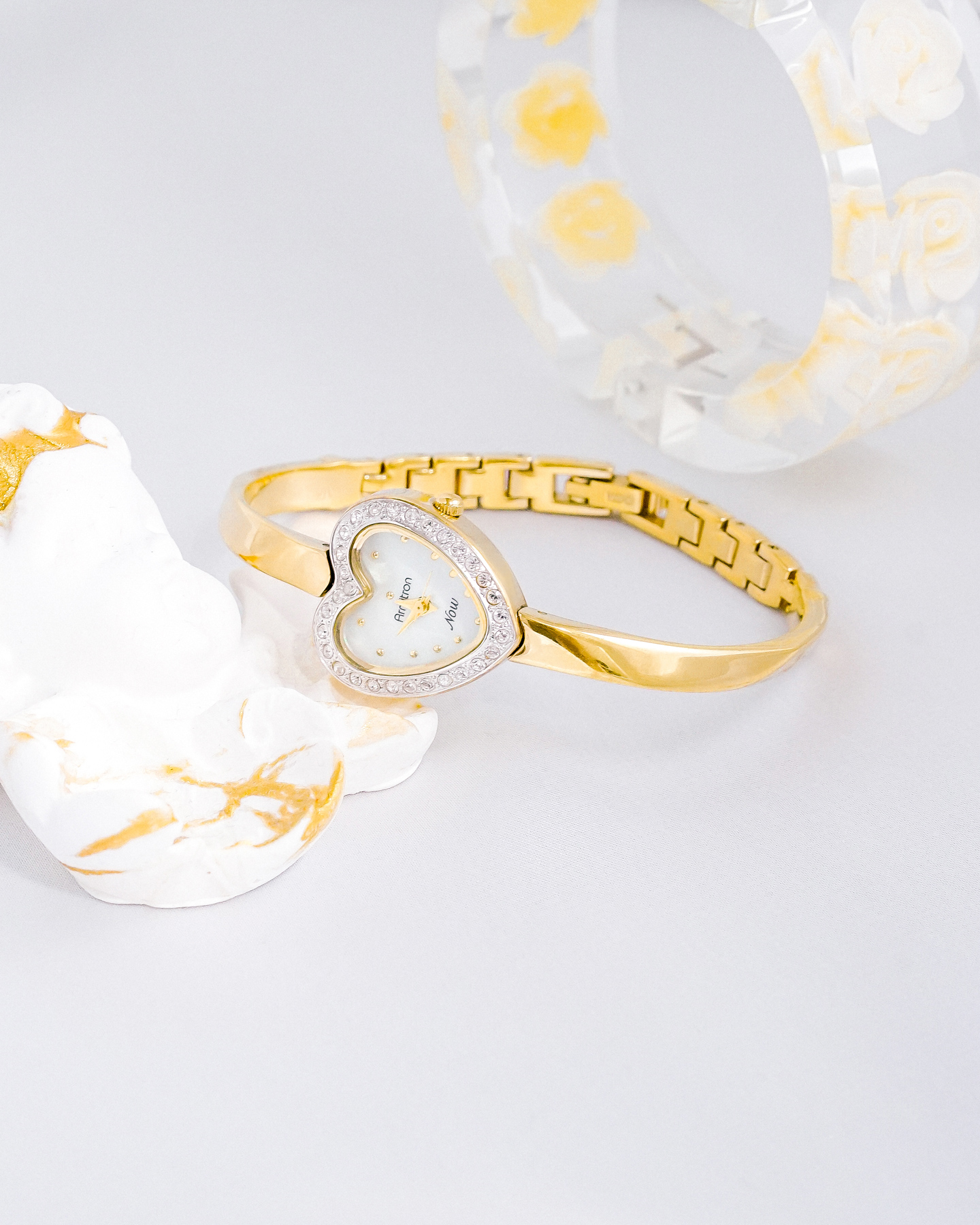 [Armitron] Heart rhinestone bangle watch