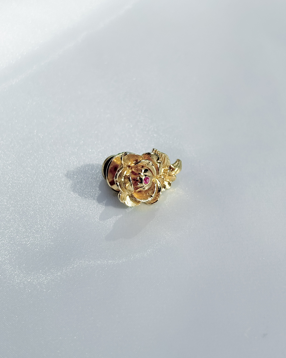 타이니 골드 로즈 브로치 - 이미지 5