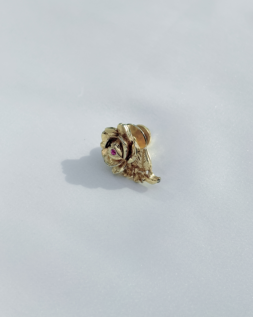 타이니 골드 로즈 브로치 - 이미지 4