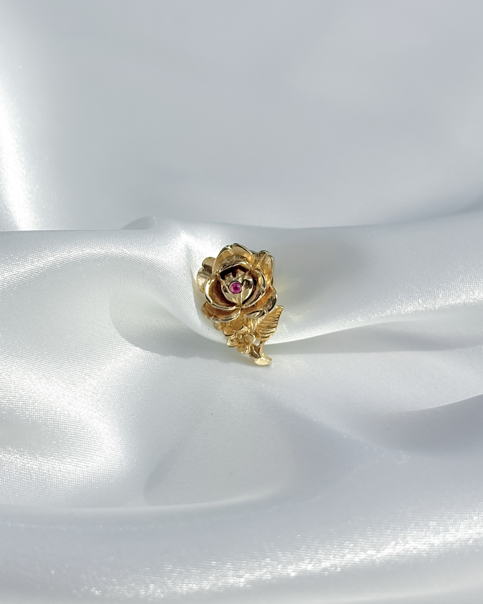 타이니 골드 로즈 브로치 - 이미지 3