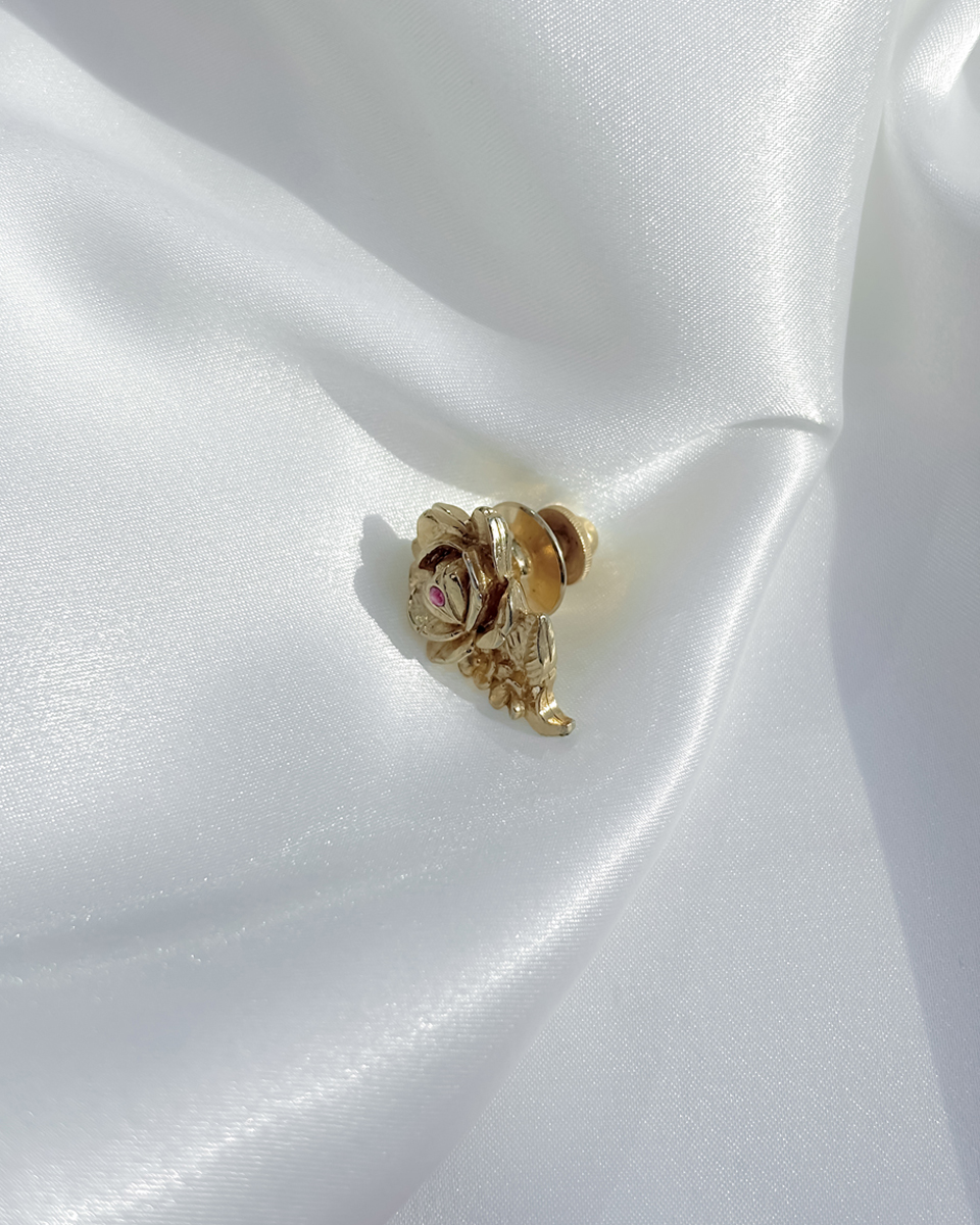 타이니 골드 로즈 브로치 - 이미지 6