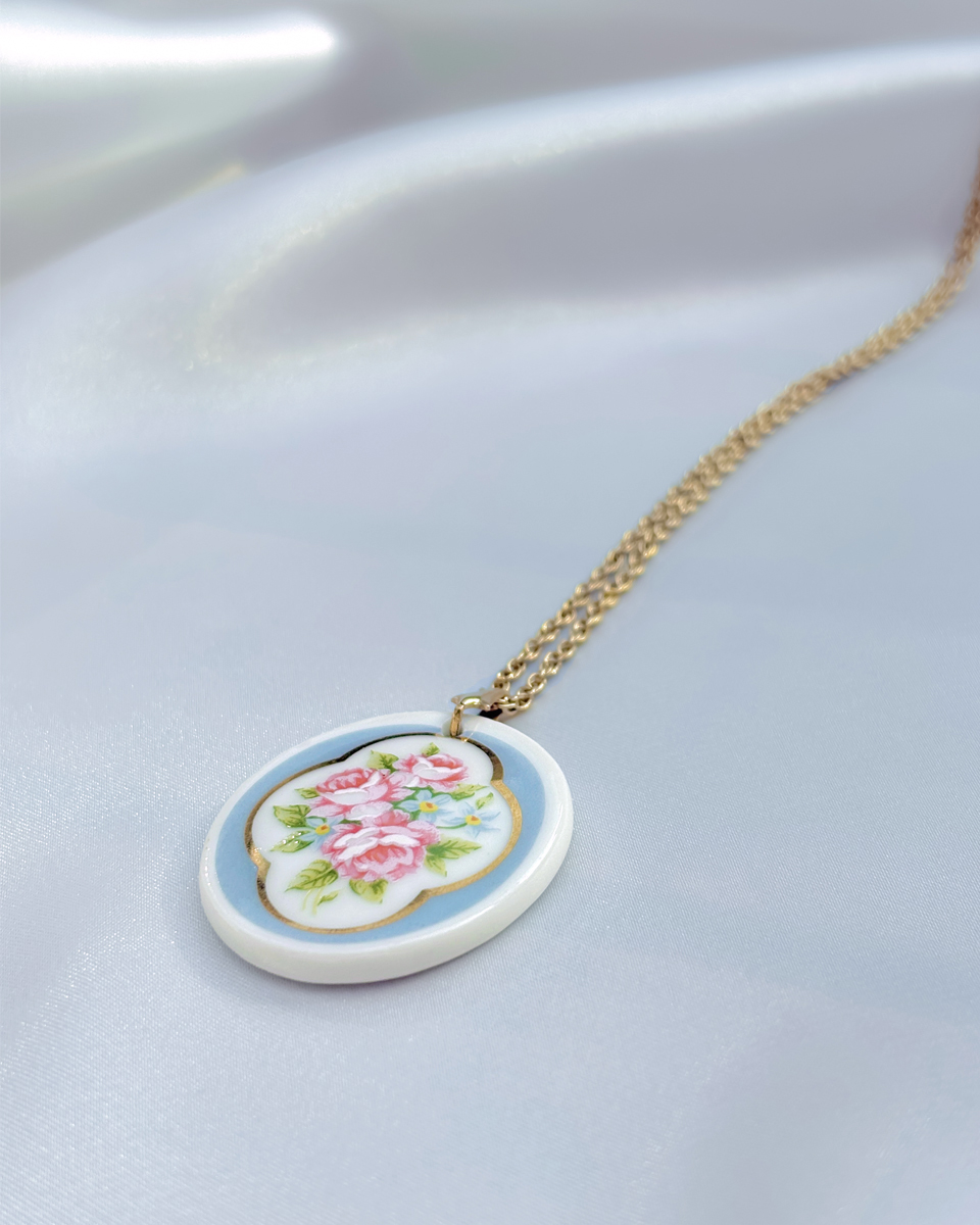 장미와 물망초 포슬린 네크리스 - 이미지 10