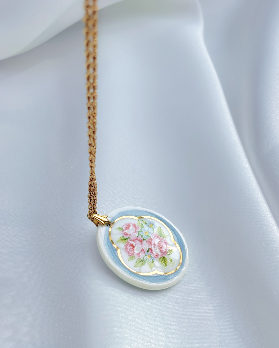 장미와 물망초 포슬린 네크리스 - 이미지 6