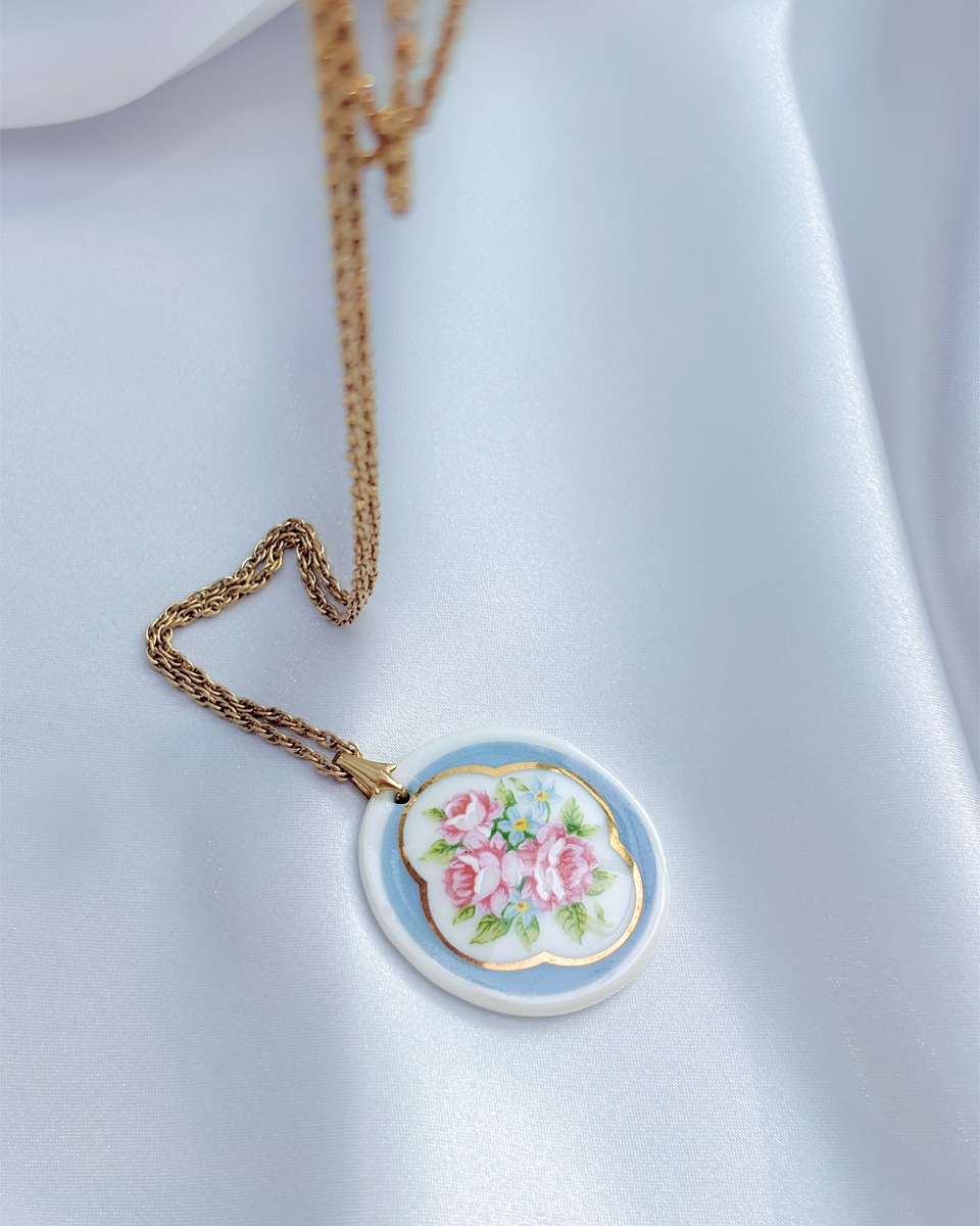 장미와 물망초 포슬린 네크리스 - 이미지 8