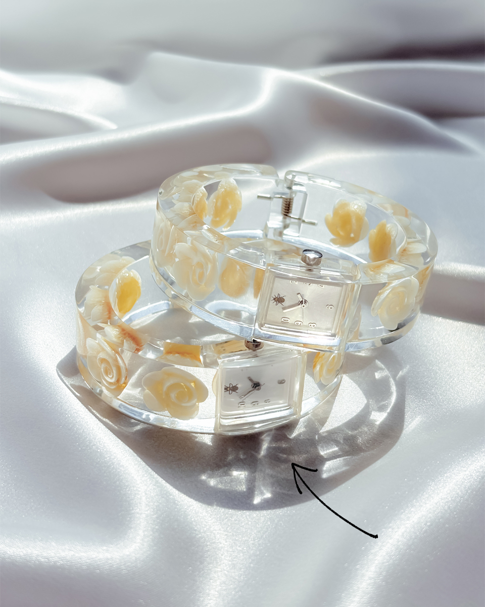 아이보리 로즈 클리어 뱅글 워치-1번