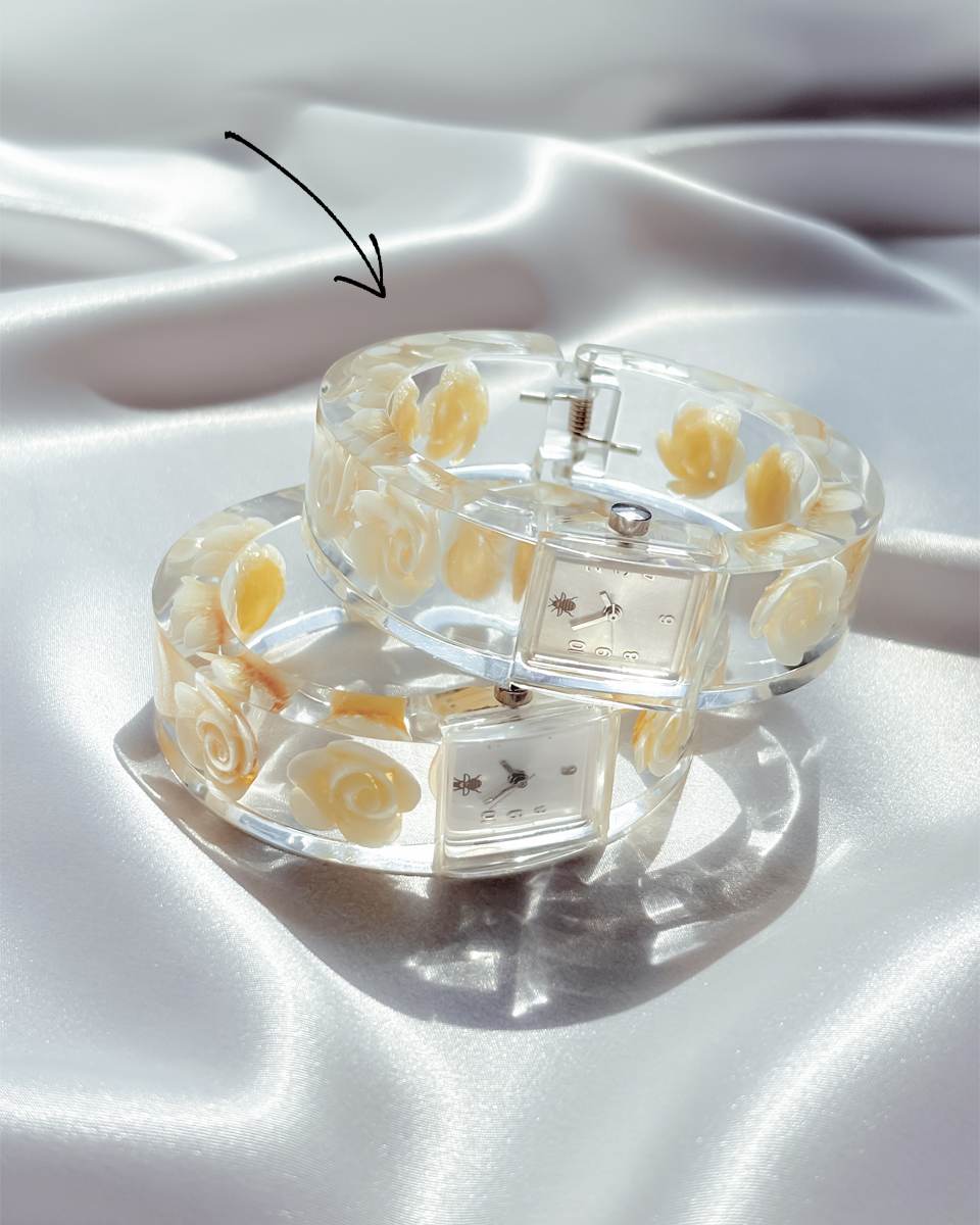 아이보리 로즈 클리어 뱅글 워치-2번