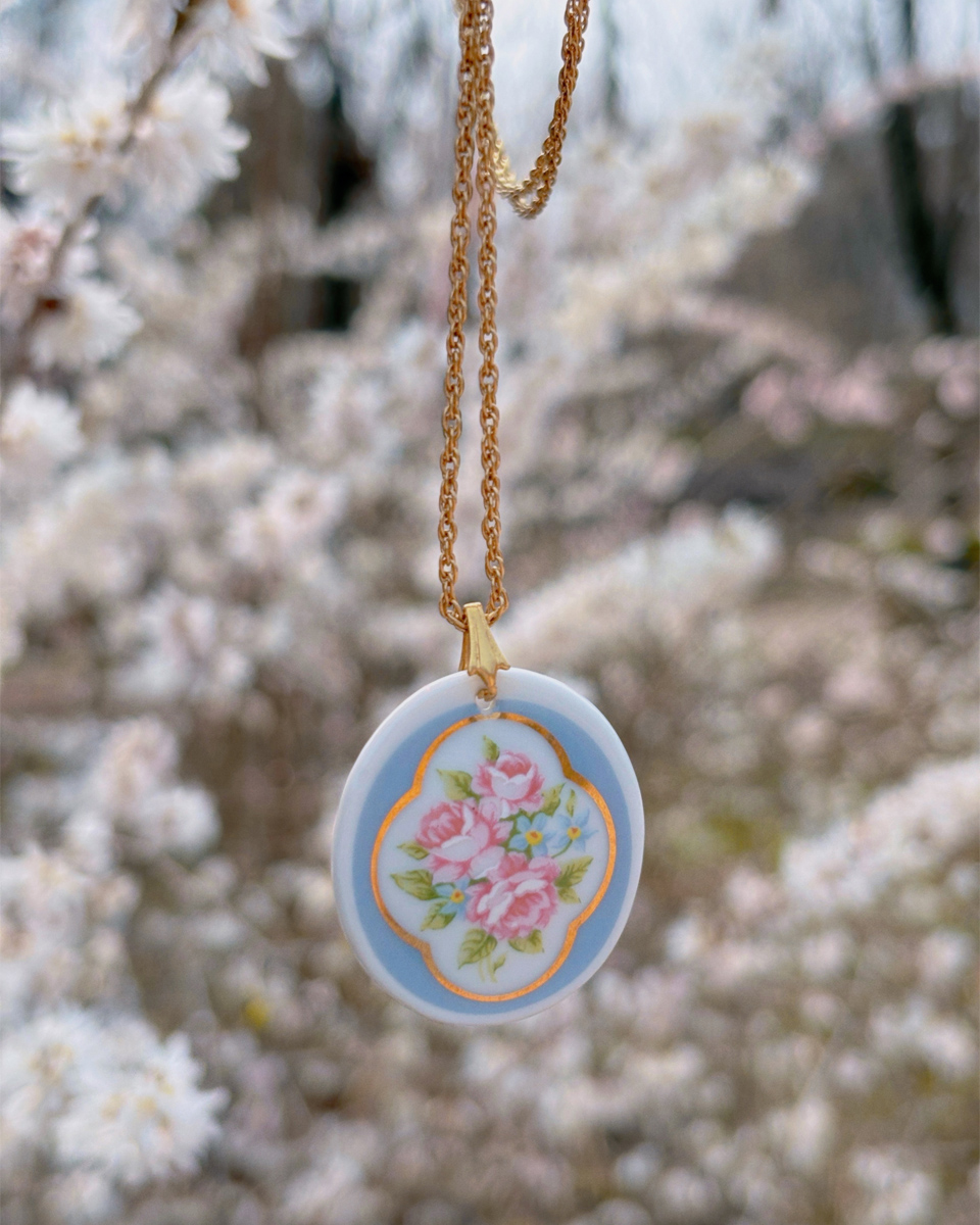 장미와 물망초 포슬린 네크리스 - 이미지 2